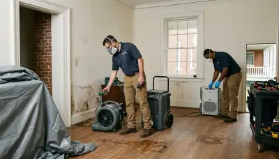 Water damage restoration team in Virginia Beach, VA inspecting a property for cleanup and repairs